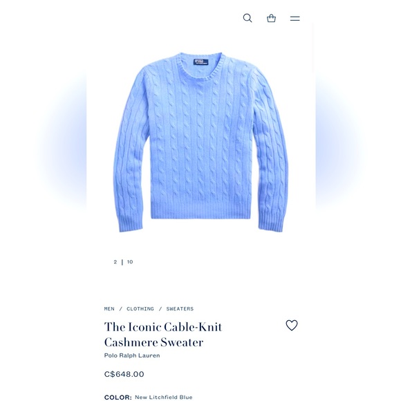 💥SOLD💥 750$ Ralph Lauren polo the ICONIC CASHMERE SWEATER large - Picture 4 of 4